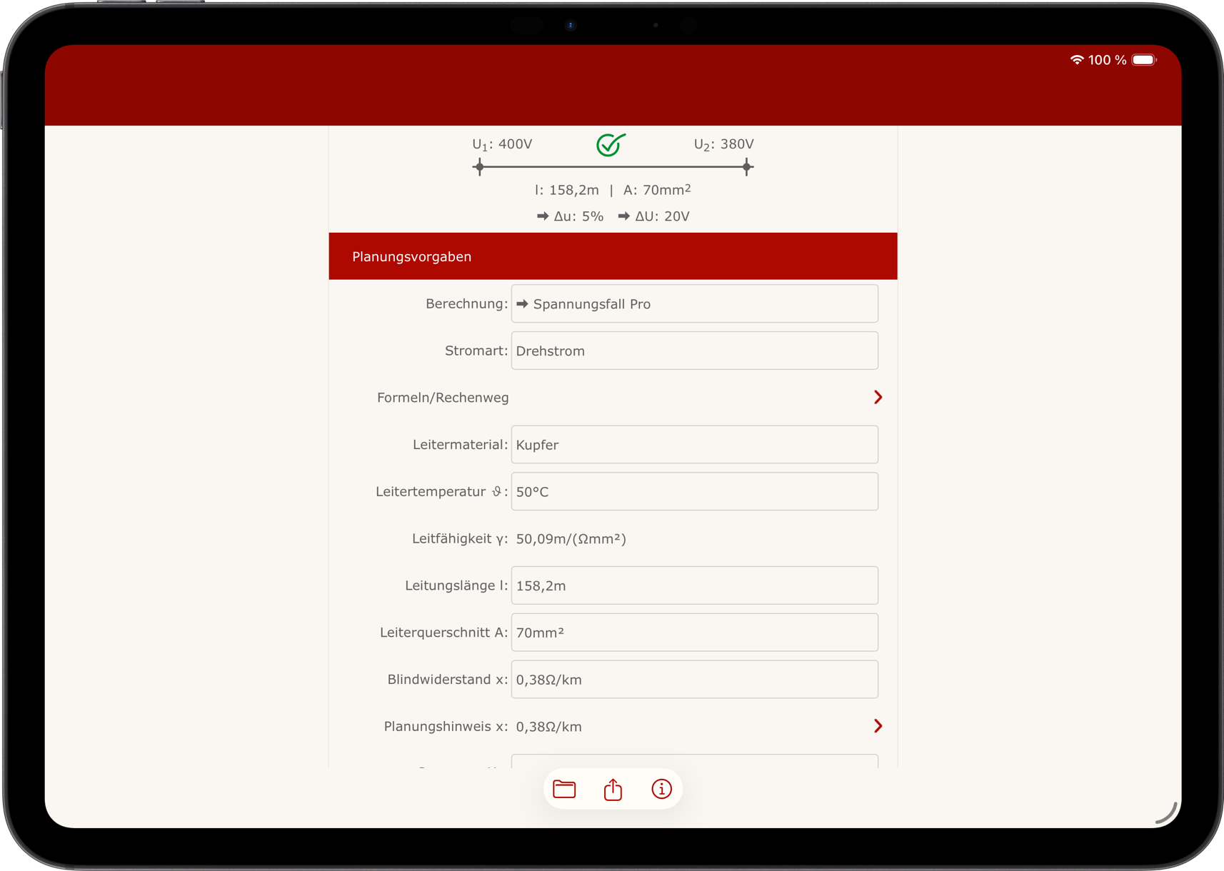 Spannungsfall Pro iPad